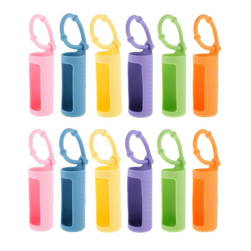 ConStore 12pcs Silicone Roller Bottle Holder Sleeve Essential Oil Bottle Protect Case Anti Slip Carrying Case Travel Protective Cover with Hanging Rope for perfume - Image 1